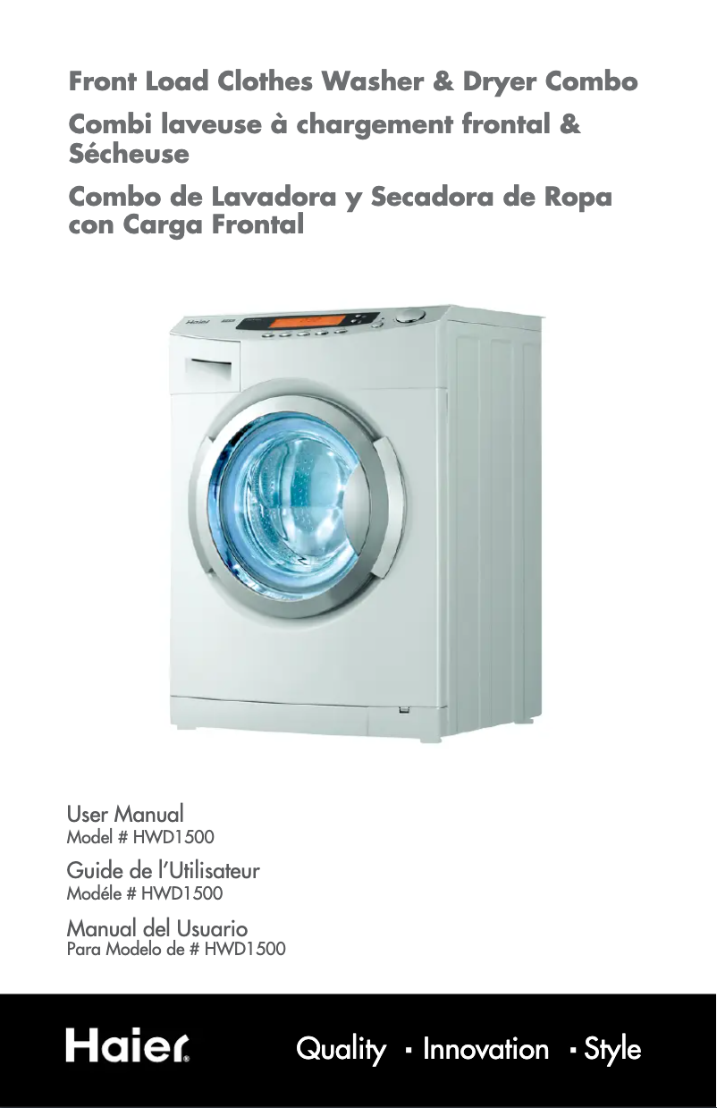 Page 1 de la notice Manuel utilisateur Haier HWD1500