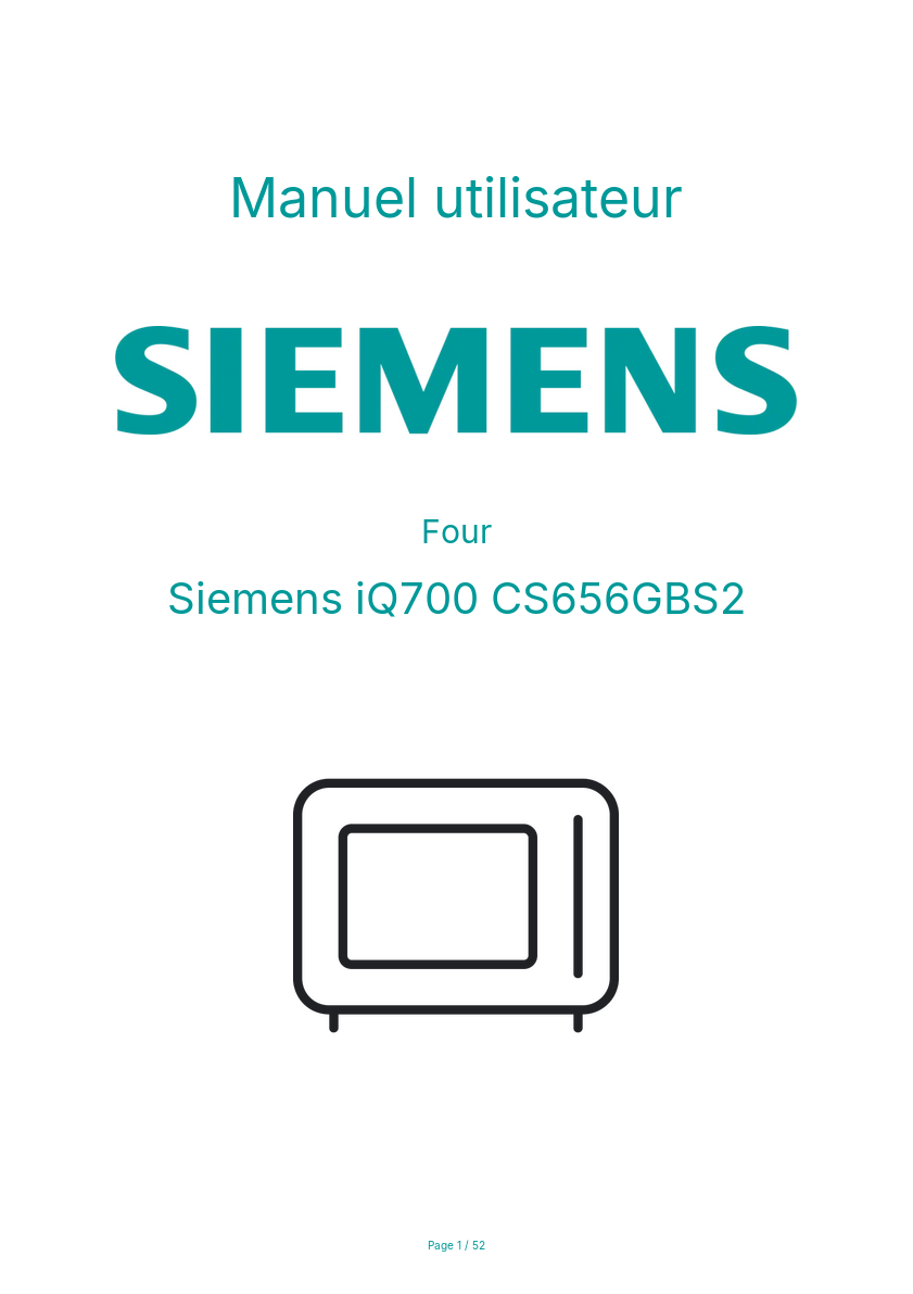 Page n°1 - Manuel utilisateur Siemens iQ700 CS656GBS2