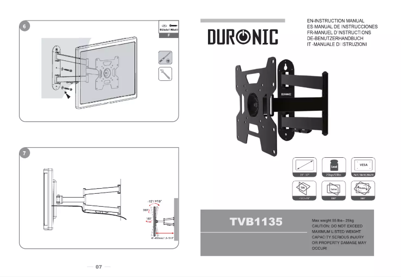 Page n°1 - Manuel utilisateur Duronic TVB1135