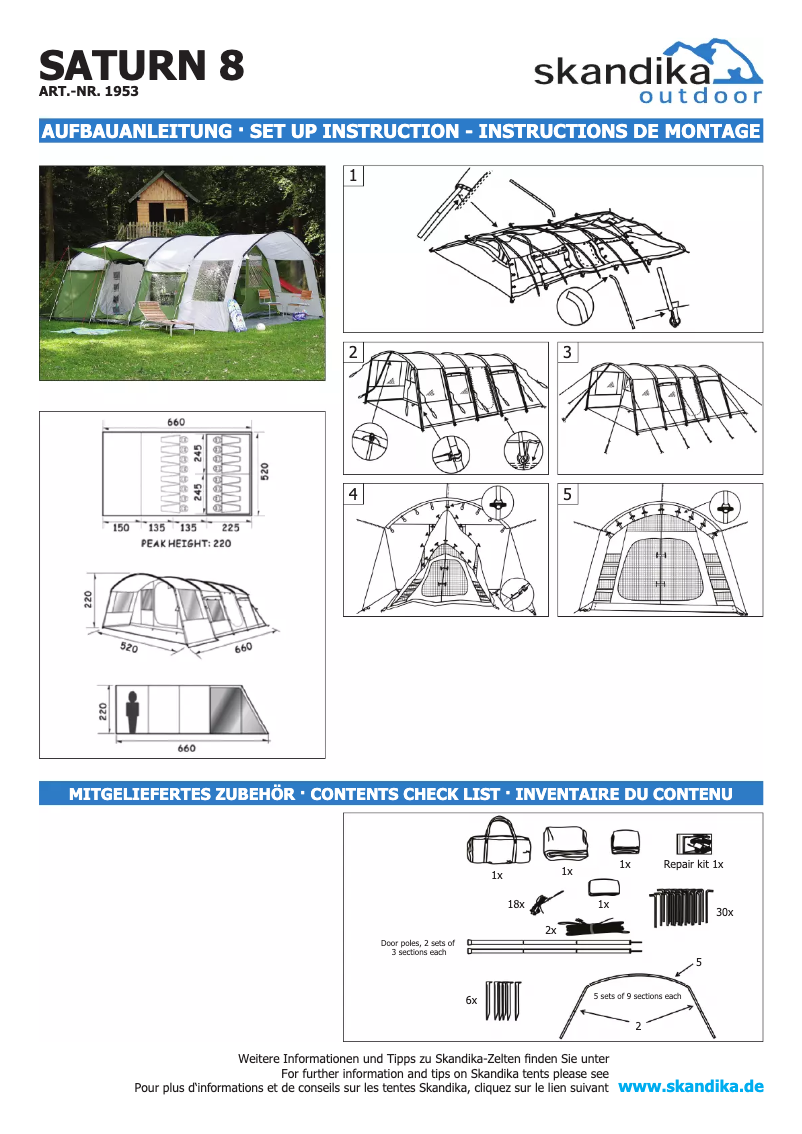 Page n°1 - Manuel utilisateur Skandika Saturn 8
