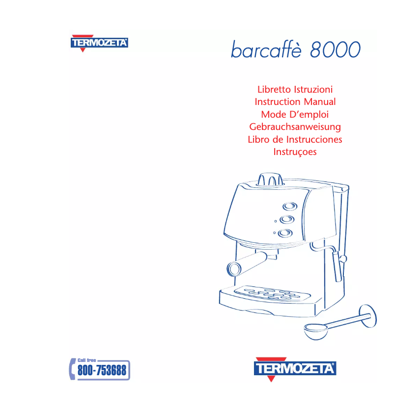 Page 1 de la notice Manuel utilisateur Termozeta BarCaffe 8000