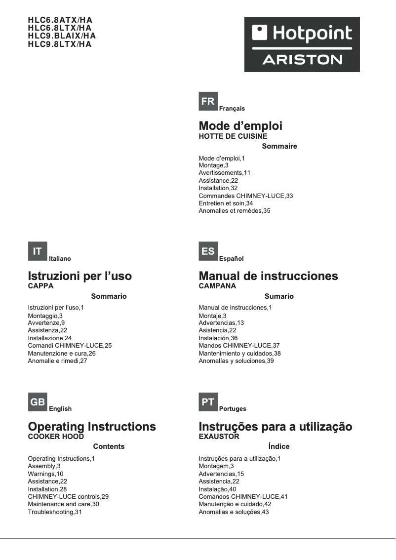 Page 1 de la notice Manuel utilisateur Hotpoint Ariston HLC 6.8 LT X/HA
