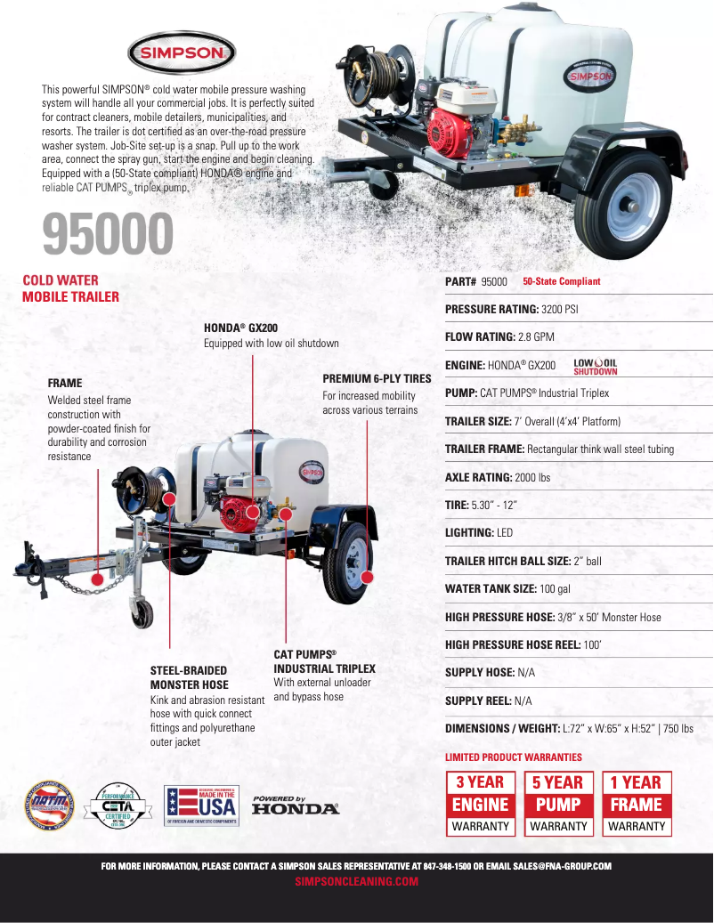 Page 1 de la notice Fiche technique Simpson 95000