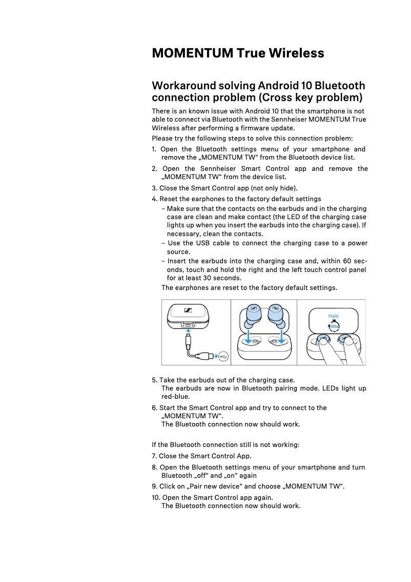 Page 1 de la notice Fiche technique Sennheiser Momentum True Wireless
