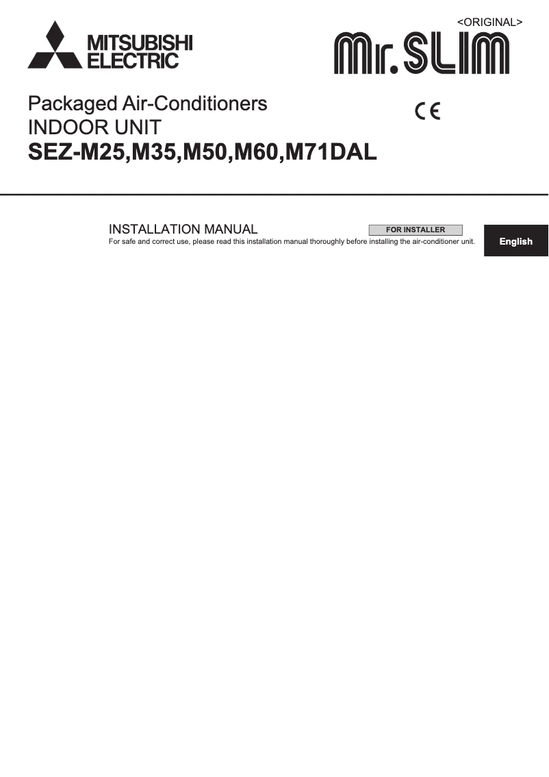 Page 1 de la notice Manuel utilisateur Mitsubishi SEZ-M25-71DA