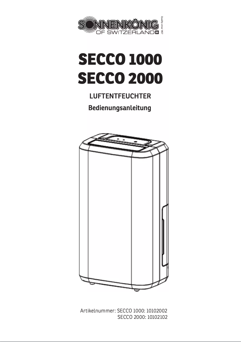 Image de la première page du manuel de l'appareil Secco 1000
