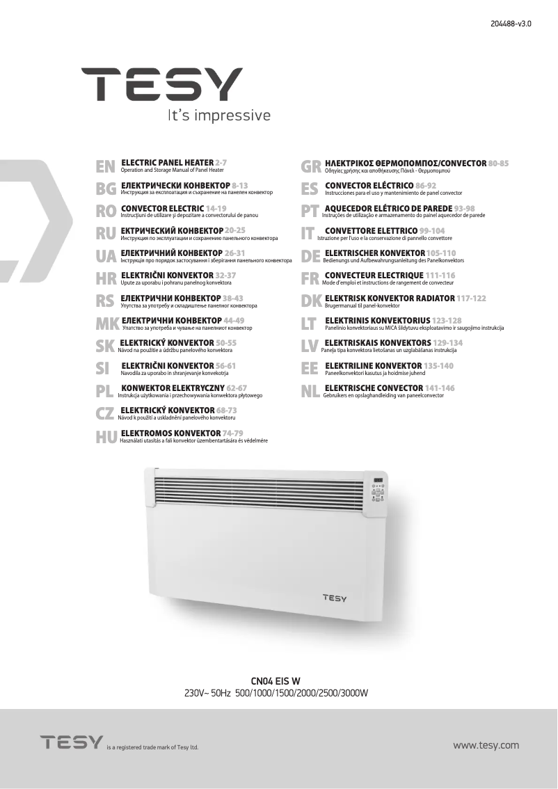 Page 1 de la notice Manuel utilisateur Tesy CN04 300 EIS W