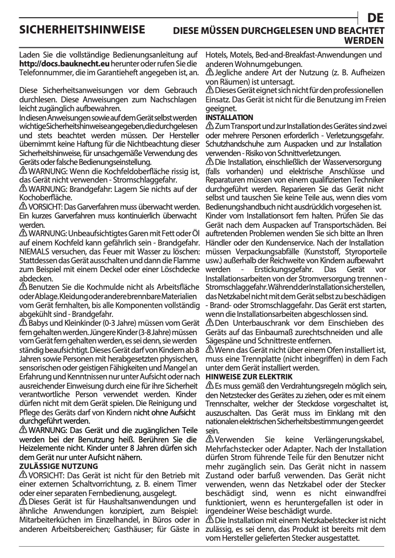 Page 1 de la notice Instructions de sécurité Bauknecht CHR 3462 IN