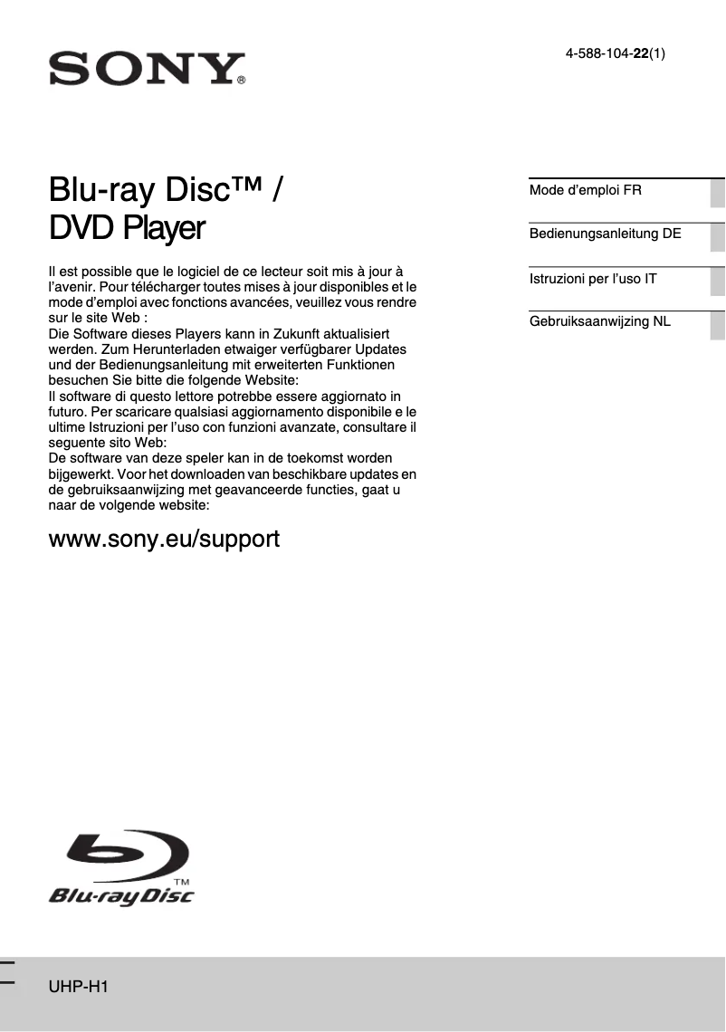 Image de la première page du manuel de l'appareil UHP-H1