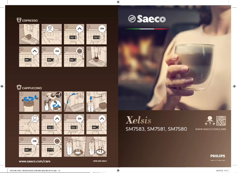 Page 1 of the manual Quick Start Guide Philips Saeco Xelsis SM7581