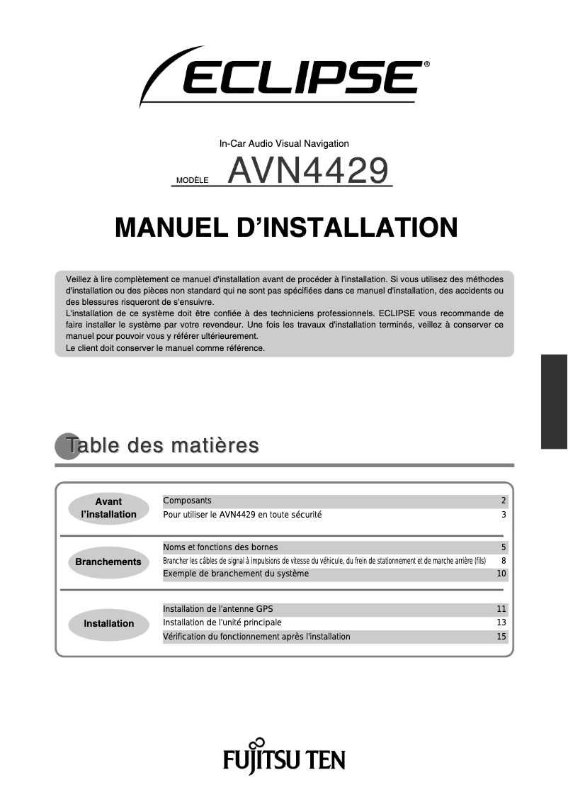 Image de la première page du manuel de l'appareil AVN4429