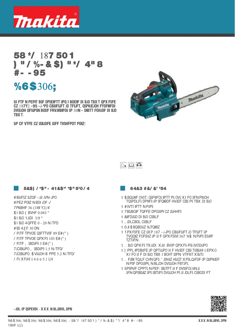 Page n°1 - Fiche technique Makita DUC306Z