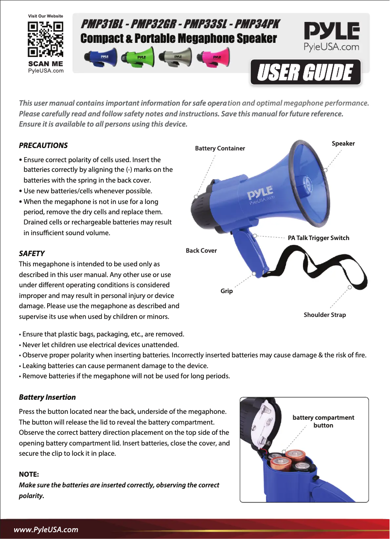 Page n°1 - Manuel utilisateur Pyle PMP31BL