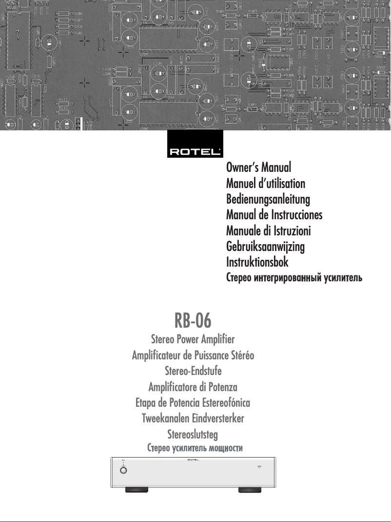 Page n°1 - Manuel utilisateur Rotel RB-06
