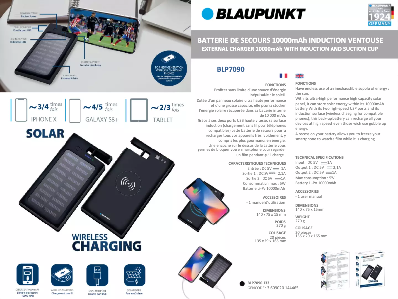 Imagen de la primera página del manual del dispositivo BLP7090