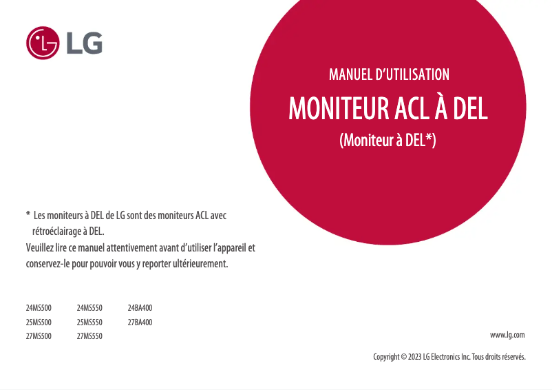 Page n°1 - Manuel utilisateur LG 24BA400