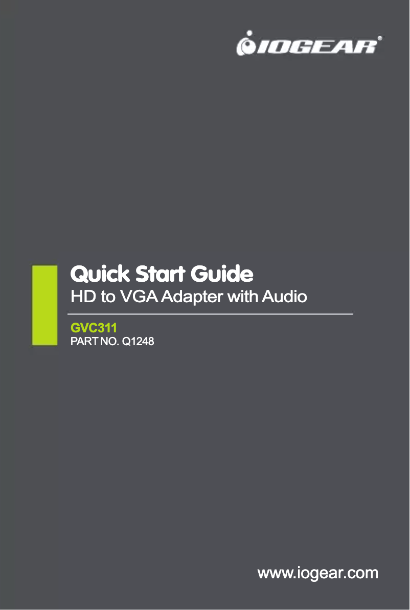 Page 1 de la notice Manuel utilisateur iogear GVC311