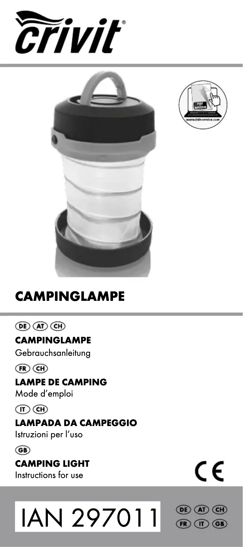 Page 1 de la notice Manuel utilisateur Crivit IAN 297011