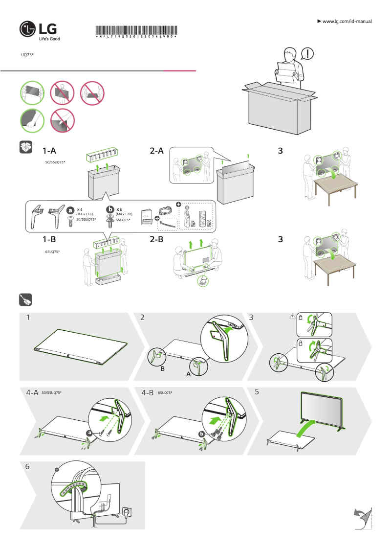 Page 1 de la notice Manuel utilisateur LG 65UQ751C0LF
