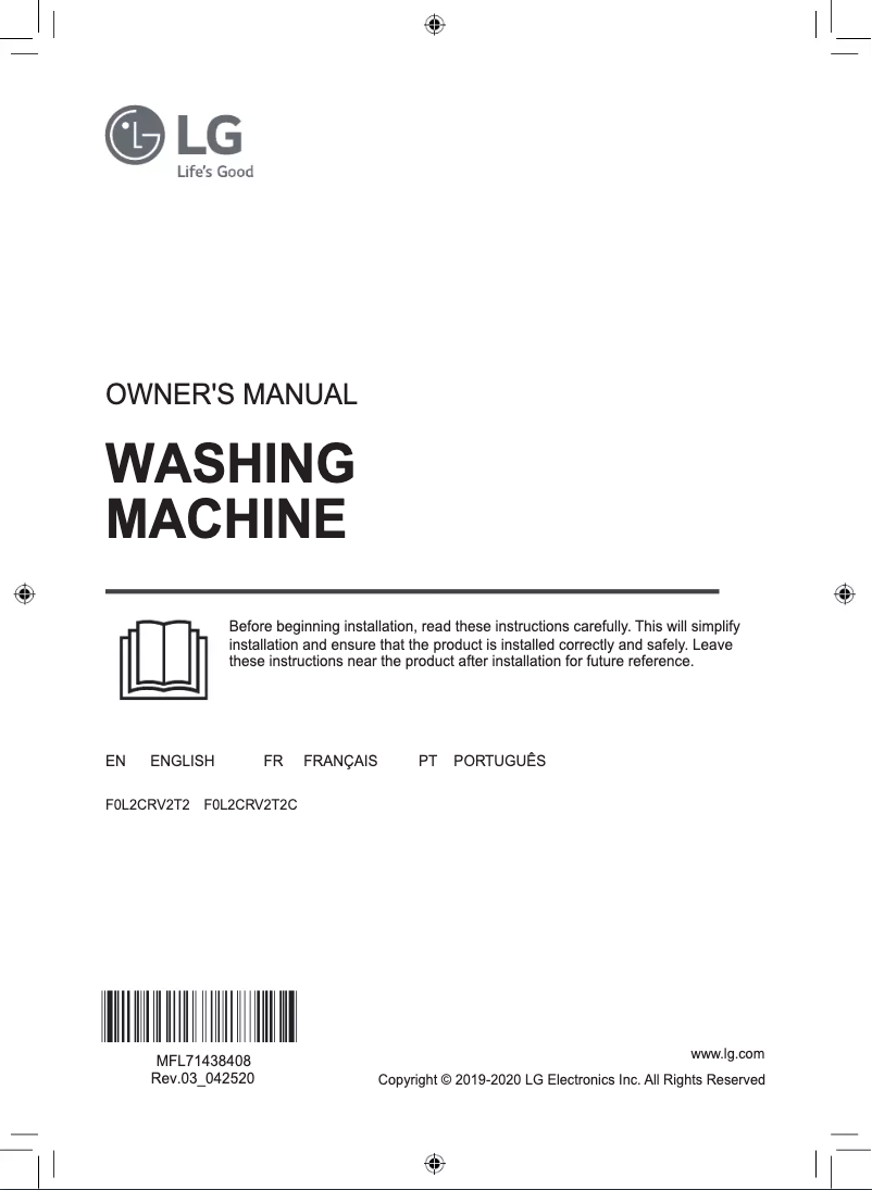 Page n°1 - Manuel utilisateur LG F0L2CRV2T2C