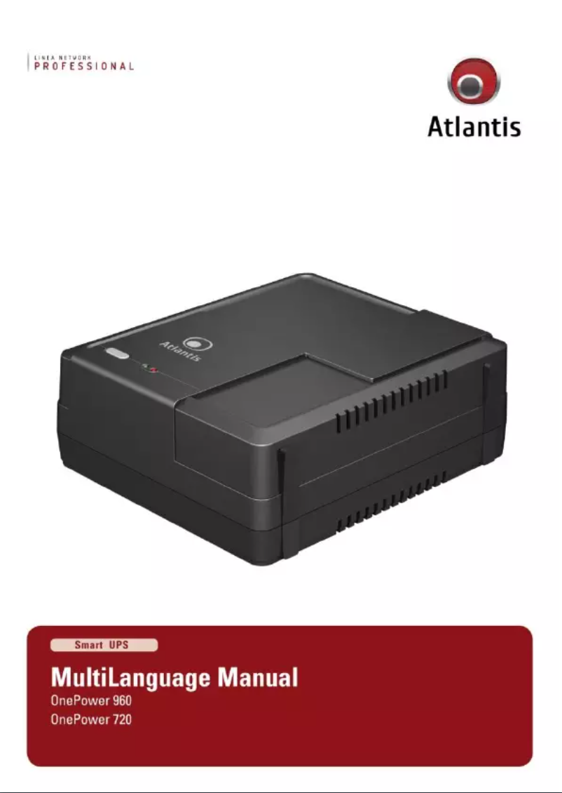 Page n°1 - Manuel utilisateur Atlantis Land OnePower 720