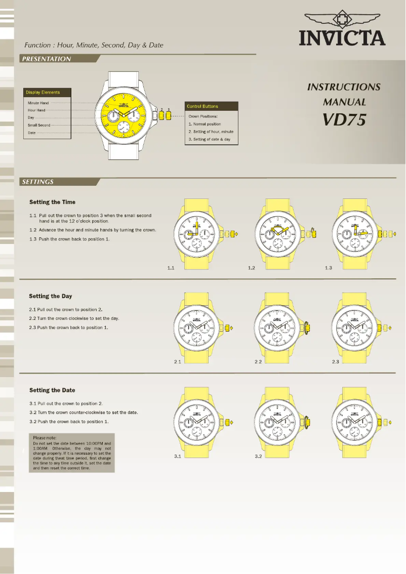Page n°1 - Manuel utilisateur Invicta Angel 23751