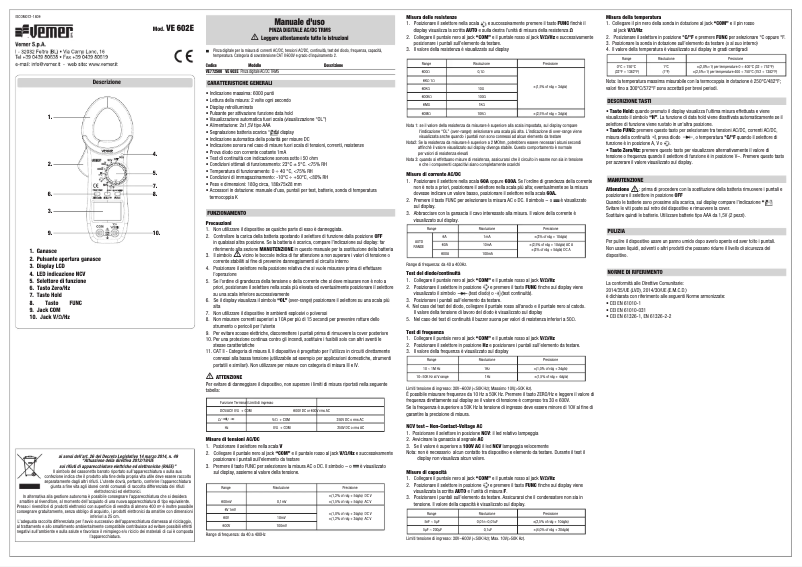 Image de la première page du manuel de l'appareil VE 602E