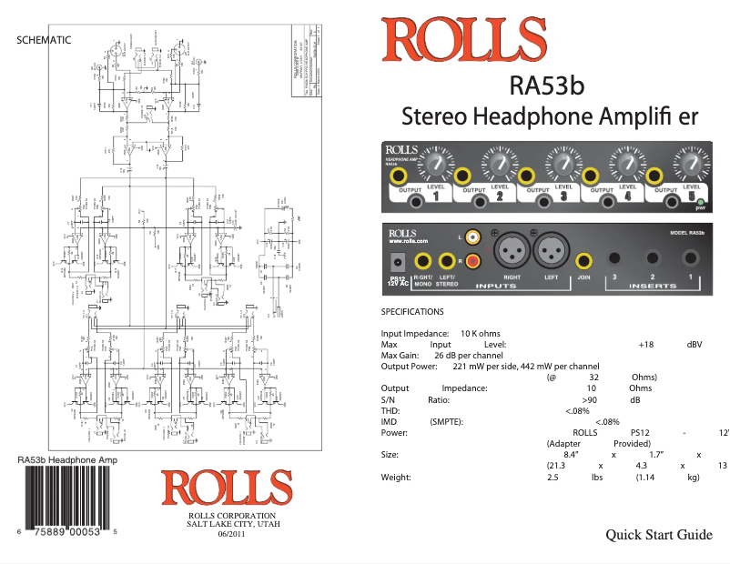 Page 1 de la notice Manuel utilisateur Rolls RA53b