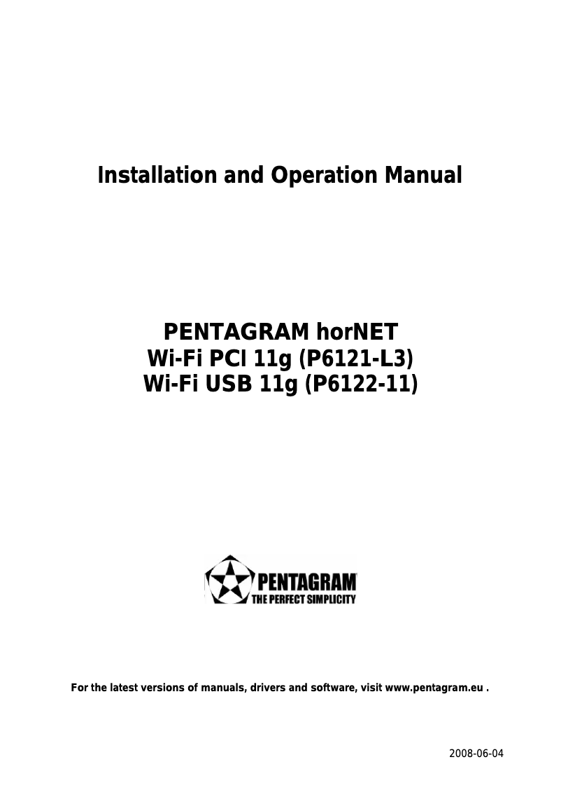 Page 1 de la notice Manuel utilisateur Pentagram P 6122-11
