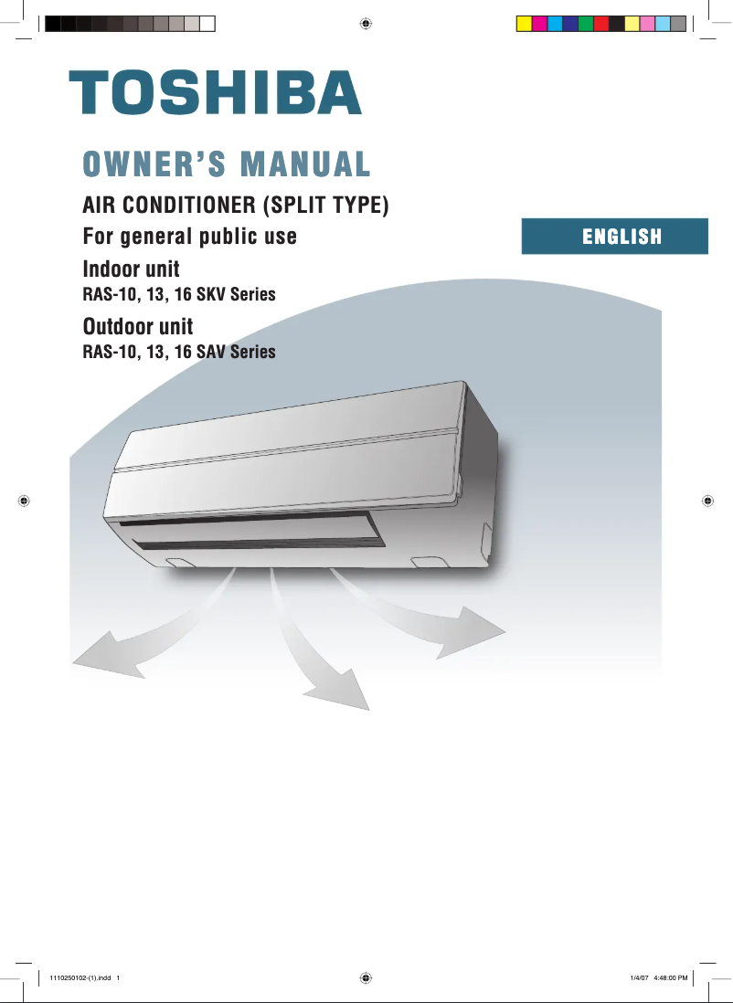 Page 1 de la notice Manuel utilisateur Toshiba RAS-16SKV