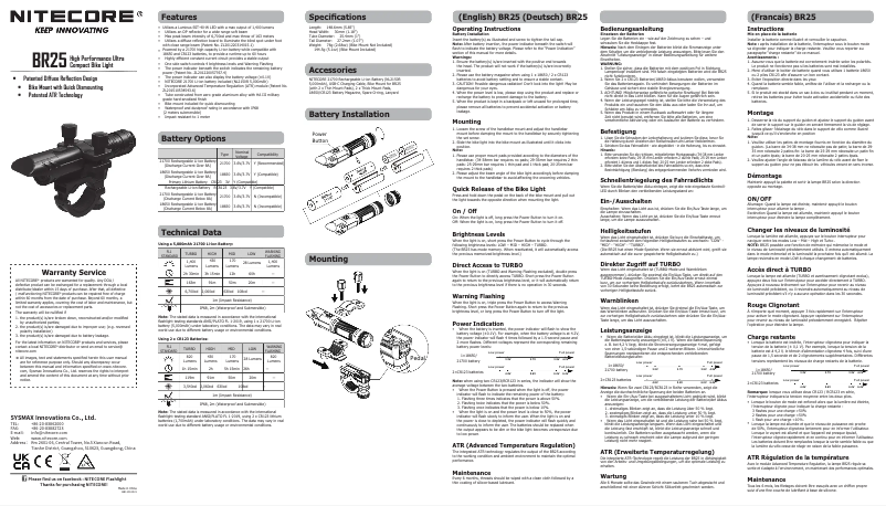 Page 1 de la notice Manuel utilisateur Nitecore BR25