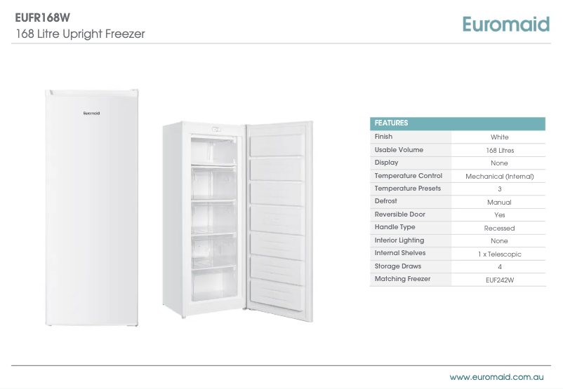 Image de la première page du manuel de l'appareil EUFR168W