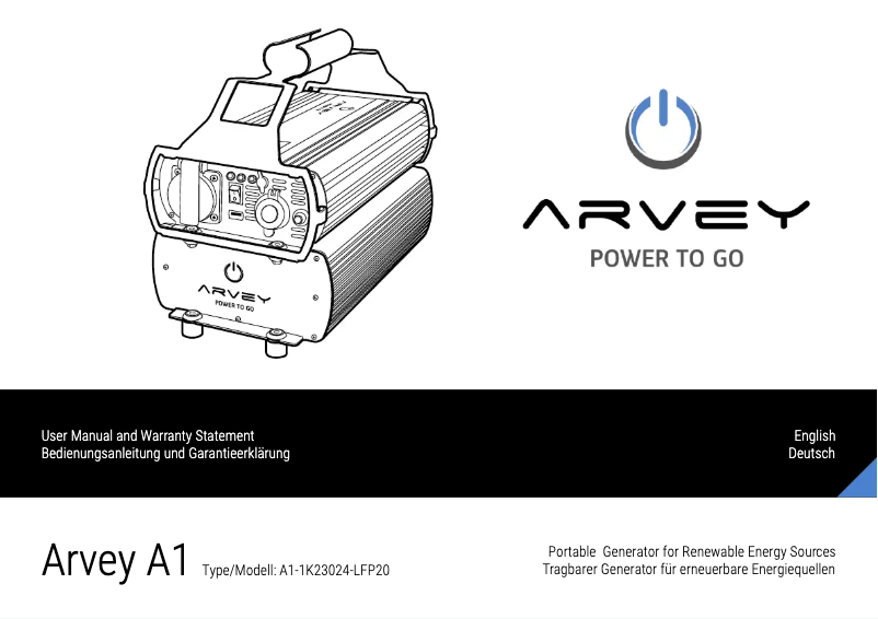 Page 1 de la notice Manuel utilisateur Arvey A1