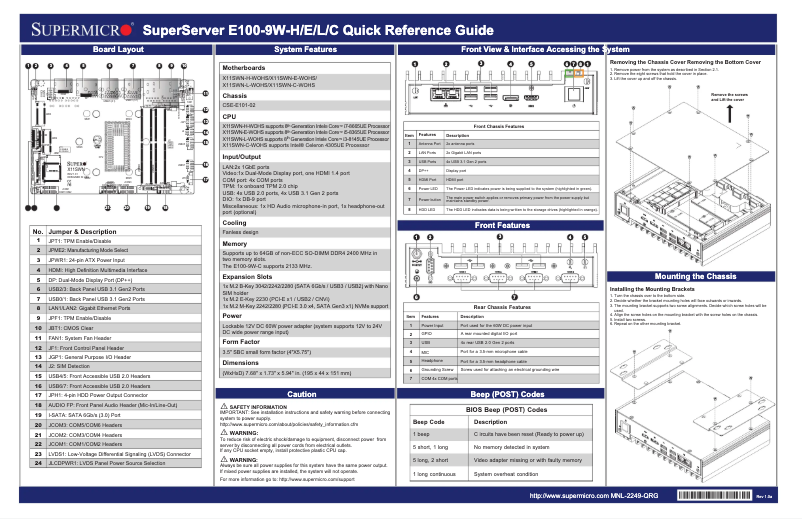 Page 1 de la notice Guide de démarrage rapide Supermicro SuperServer E100-9W-L