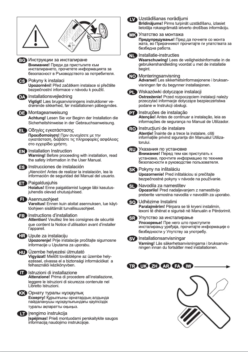 Page 1 de la notice Guide d'installation Electrolux EW6TN5261