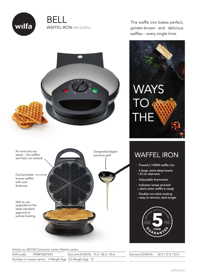 Page 1 de la notice Fiche technique Wilfa Bell WM-623BELL
