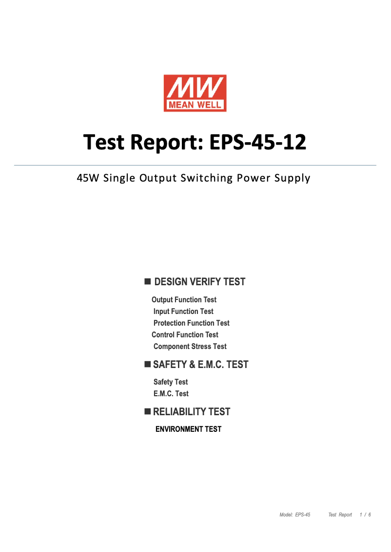 Page n°1 - Fiche technique Mean Well EPS-45-12