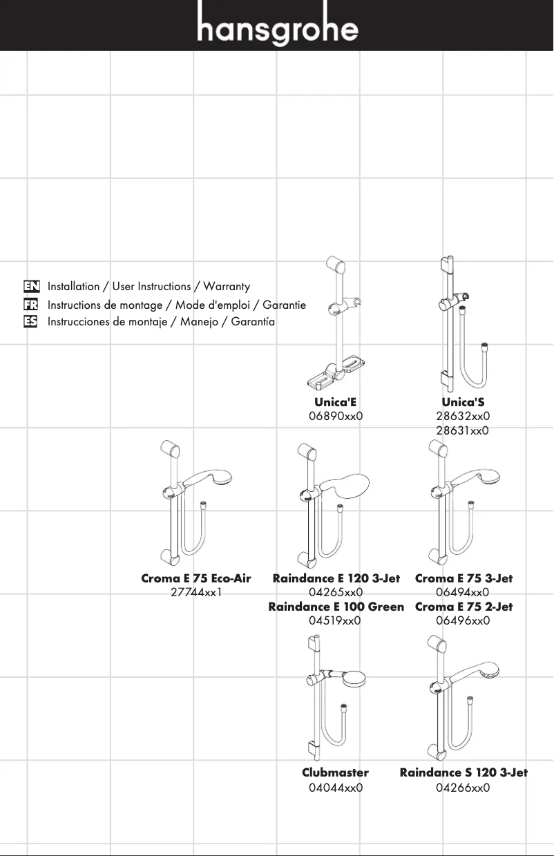 Page 1 de la notice Guide d'installation Hansgrohe 04266820