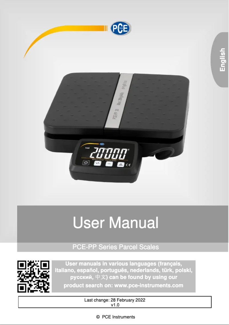 Page 1 de la notice Manuel utilisateur PCE Instruments PCE-PP 20