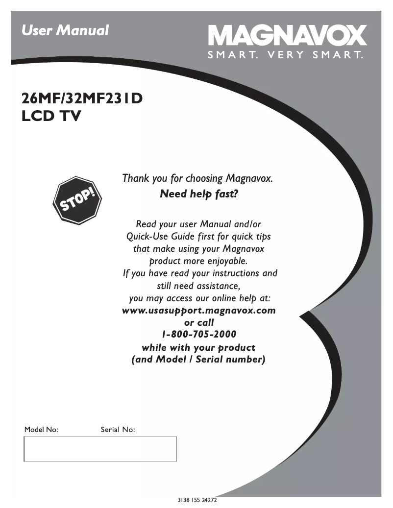 Page n°1 - Manuel utilisateur Magnavox 32MF231D