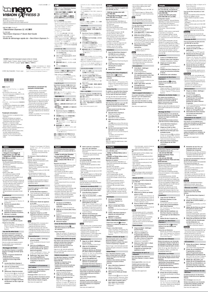 Page 1 de la notice Guide d'installation Sony Cybershot DSC-M2