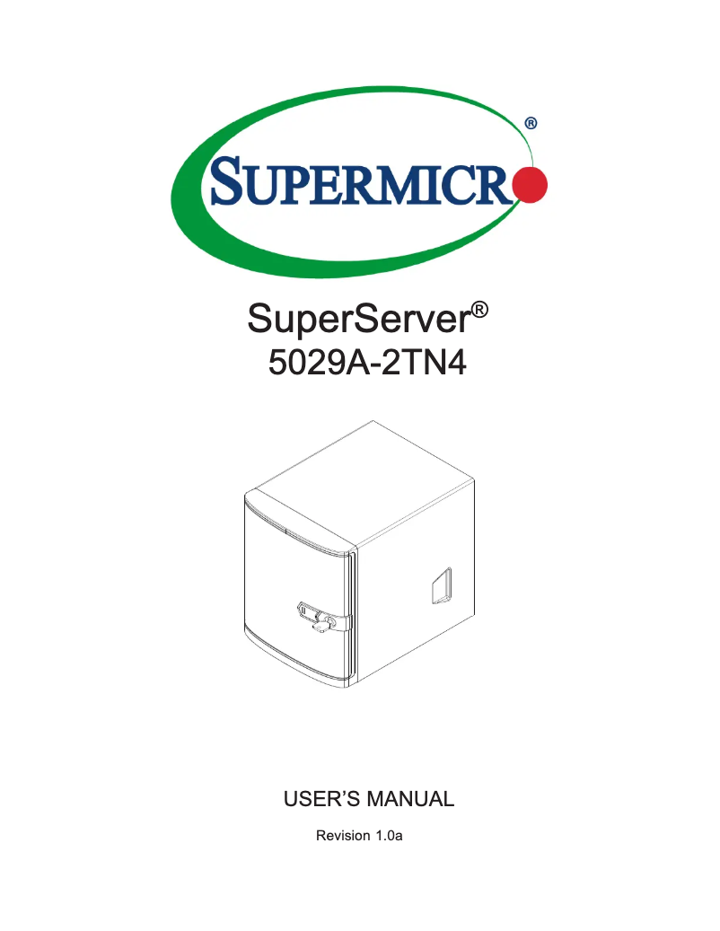 Image de la première page du manuel de l'appareil SuperServer 5029A-2TN4