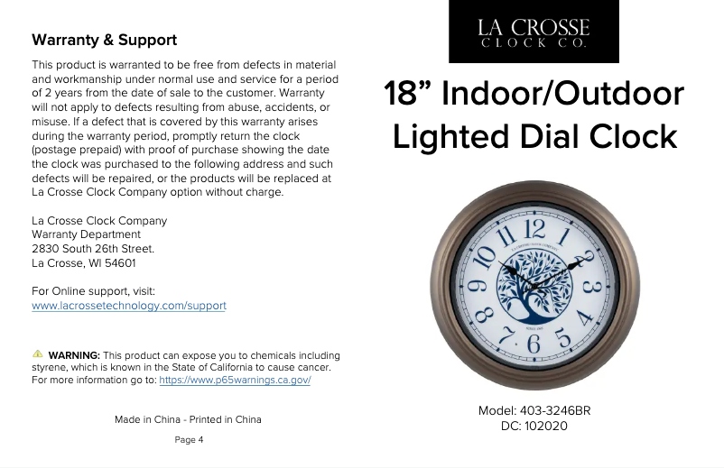 Page 1 of the manual User Manual La Crosse Technology 403-3246BRV2