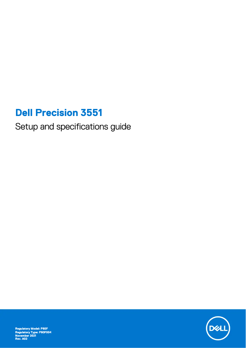 Page 1 de la notice Guide d'installation Dell Precision 3551
