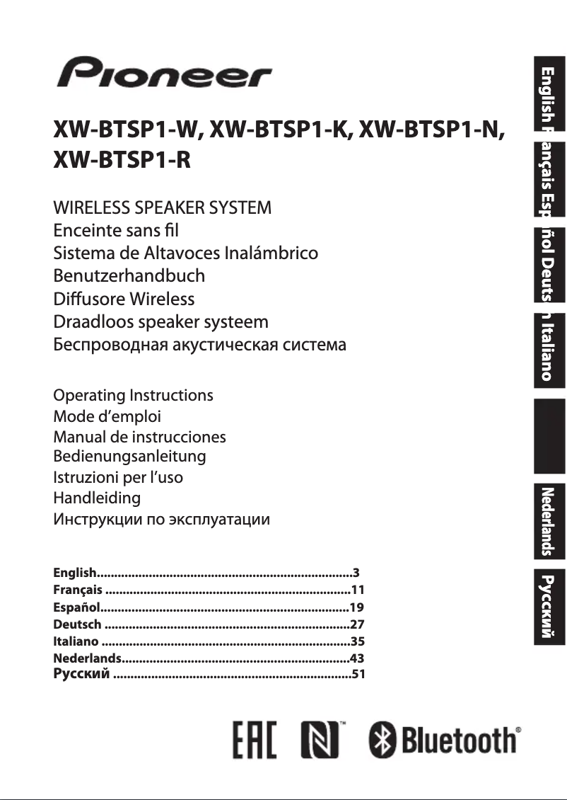 Page n°1 - Manuel utilisateur Pioneer XW-BTSA1