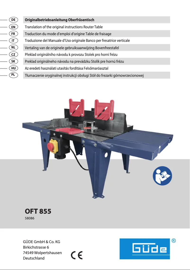 Page n°1 - Manuel utilisateur Güde OFT 855