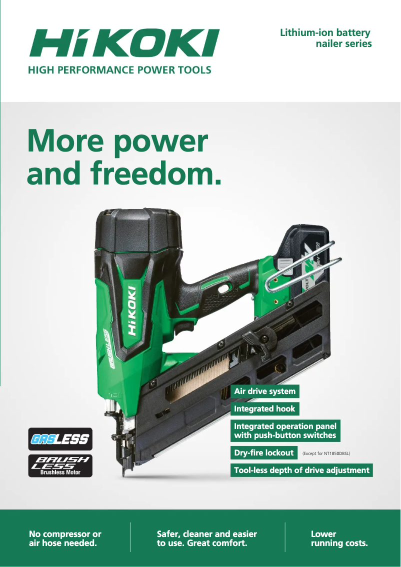 Page 1 de la notice Brochure HiKOKI NT1865DBSL