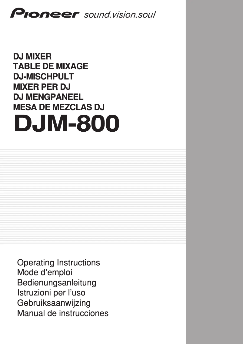 Image de la première page du manuel de l'appareil DJM-800
