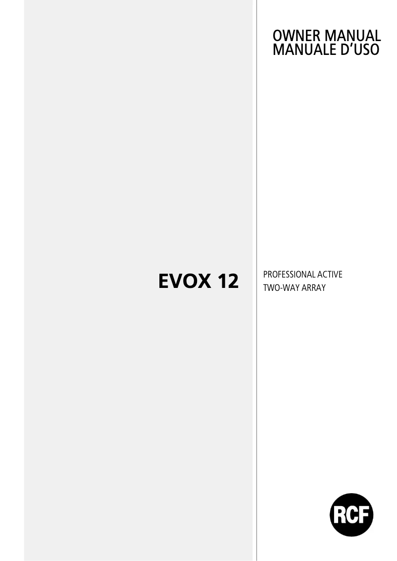 Image de la première page du manuel de l'appareil EVOX 12