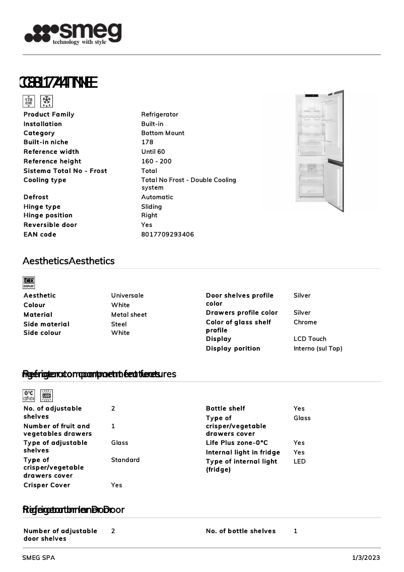 Page 1 de la notice Brochure Smeg C8174TNE